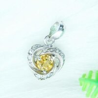 Mặt dây chuyền đá citrine thạch anh vàng tự nhiên kiểu tim MC16
