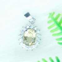 Mặt dây chuyền đá citrine thạch anh vàng tự nhiên kiểu tròn MC13