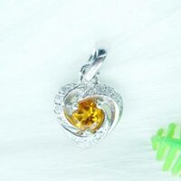 Mặt dây chuyền đá citrine thạch anh vàng tự nhiên kiểu tim MC15