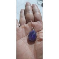 Mặt dây chuyền đá Thạch Anh tím móc kim loại trắng