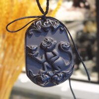 Mặt Dây Chuyền Đeo Cổ Khỉ Tài Lộc Đá Hắc Ngà, Mặt Dây Chuyền Đeo Cổ Khỉ Đá Hắc Ngà S6082