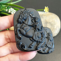 Mặt Dây Chuyền Đeo Cổ Mã Thượng Phong Hầu Đá Hắc Ngà, Mạt Dây Chuyền Đeo Cổ S5136