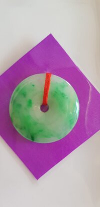 Mặt dây chuyền Đồng Điếu A Đẹp  Đá Ngọc cẩm thạch tự nhiên trắng xanh lý đều đẹp  Size 32mm x dầy 6mm Nữ bọc vàng đeo đẹp sang may mắn tài lộc ạ