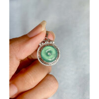 Mặt dây chuyền đồng điếu bằng ngoc Cam.Thach, tuyp A, khung bạc 925