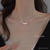 Mặt Dây chuyền đường vuông nhỏ dây chuyền bạc nguyên chất S925 bạc nguyên chất cho Nữ Vòng cổ bạc nổi tiếng trên mạng Vòng cổ nhỏ sang trọng cho nữ dây chuyền xương đòn