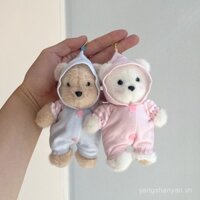 Mặt dây chuyền gấu nhồi bông pyjama, trang trí cặp đôi, phụ kiện ba lô dễ thương cho cô gái, móc khóa