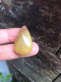 MẶT DÂY CHUYỀN GIỌT NƯỚC ĐÁ THẠCH ANH TÓC VÀNG SIZE NỮ CAO 28,4MM ĐK 17,4MM