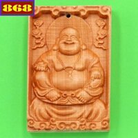 Mặt dây chuyền gỗ hoàng đàn khắc Phật Di lặc MG25