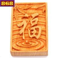 Mặt dây chuyền gỗ ngọc am khắc chữ Phúc MG69 - Chữ Phúc là biểu tượng cho may mắn, hạnh phúc