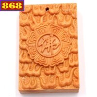 Mặt dây chuyền gỗ ngọc am khắc chữ Phật MG67