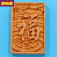 Mặt dây chuyền gỗ ngọc am khắc chữ Phúc DMG69