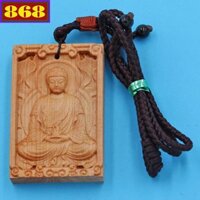 Mặt dây chuyền gỗ ngọc am Phật như lai đại nhật kèm vòng cổ dây dù