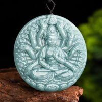 Mặt dây chuyền Guanyin ngàn tay nước xanh ngọc lục bảo Nam nữ Khí quyển thời trang cao cấp