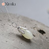 Mặt dây chuyền Hetian Magnolia tự nhiên Tính khí đơn giản Chuỗi xương đòn bạc ngắn ❤