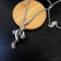 Mặt dây chuyền hình chữ thập Rắn Thần Cổ điển thương hiệu sành điệu bạc Thái màu đen men sành điệu làm đồ trang sức thời trang nam nữ vòng cổ