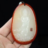 Mặt Dây Chuyền Hình Cừu guanyin Bằng Đá Ngọc Bích Trắng An Toàn Mặt Dây Chuyền Mặt Hình Phật Ngọc Bích Thô guanyin Vịnh guanyin