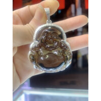 Mặt dây chuyền hình di lặc phật bà khói trắng trong (đá nhân tạo)bạc thật mạ vàng trắng