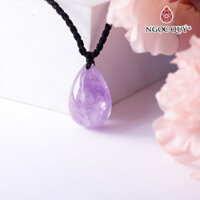 Mặt dây chuyền hình giọt nước đá thạch anh tím lavender 15x22mm mệnh hỏa. thổ - Ngọc Quý Gemstones - Không khoen bạc