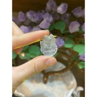 Mặt Dây Chuyền Hồ Ly Đá Thạch Anh Trắng, Hồng Phong Thủy kt:20x26x8mm