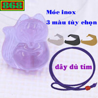 Mặt dây chuyền Hồ ly pha lê tím 4.2 cm kèm vòng cổ dây dù tím + móc inox - mặt size lớn, Hồ tiên, Hồ ly tinh