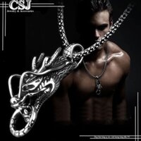 Mặt dây chuyền inox đầu rồng ngậm vòng kim cô md094 Pitaca