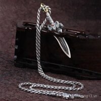 Mặt dây chuyền kiếm dũng cảm Lion King cho nam, mạ bạc, cá tính nổi bật, dây chuyền bạc nam thời trang, mặt dây chuyền amulet kiếm retro