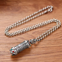 Mặt dây chuyền kinh luân khắc lục tự Om mani chứa kinh c.hú Lăng Nghiêm