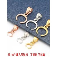 Mặt dây chuyền lỗ mũi bò vàng 18K, khóa quanh lỗ, vàng hồng AU750, mặt dây chuyền ngọc bích, khóa ngọc bích, nút kẹp
