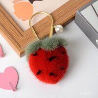 Mặt dây chuyền lông chồn mới, móc khóa toàn bộ lông, trang trí treo xe, đồ chơi nhồi bông phiên bản Hàn Quốc