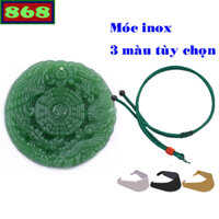 Mặt dây chuyền long phụng bát quái đá xanh kèm vòng cổ dây dù xanh lá - size lớn XXL