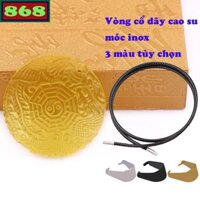 Mặt dây chuyền long phượng bát quái pha lê vàng (size XXL) kèm vòng cổ dây cao su đen, móc inox