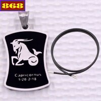 Mặt dây chuyền Ma Kết - Capricorn inox trắng kèm vòng cổ dây cao su đen + móc inox, Cung hoàng đạo