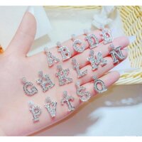 mặt dây chuyền , mặt chữ đính đá - trang sức tân bạc