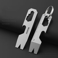 Mặt dây chuyền móc khóa hợp kim titan Dụng cụ mở chai đa chức năng Mini EDC Dụng cụ nhỏ