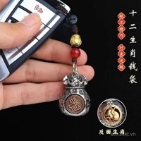 Mặt Dây chuyền móc khóa xoay túi tiền 12 cung hoàng đạo