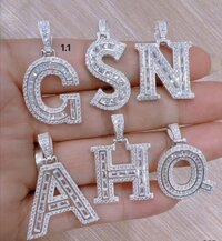 Mặt Dây Chuyền Nam Theo Tên Chữ Cái Full Đá Loại Nhỏ Bạc Hiểu Minh MDN497