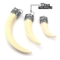 Mặt dây chuyền nanh trắng có đầu chụp titan cao cấp