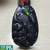 Mặt dây chuyền ngọc bích đen Phượng hoàng họa tiết rắn ngọc bích Vòng cổ may mắn Mặt dây chuyền ngọc bích