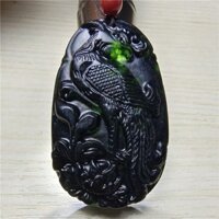 Mặt dây chuyền ngọc bích đen Phượng hoàng họa tiết rắn ngọc bích Vòng cổ may mắn Mặt dây chuyền ngọc bích