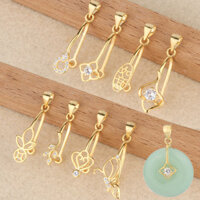 Mặt dây chuyền ngọc bích tròn bằng bạc Sterling S925 Phụ Kiện Nút kẹp mặt dây chuyền vàng đơn giản khóa ngọc bích Pha Lê Bạc nút kẹp