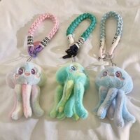 Mặt dây chuyền nhồi bông bạch tuộc phong cách Ins, dây đeo điện thoại màu hồng, trang trí ba lô cho sinh viên nữ