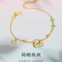 Mặt dây chuyền nữ Fish Joy, vòng tay vàng tráng men, trang sức, khóa nhỏ tráng men, cỏ ba lá may mắn, cá Koi, ao sen