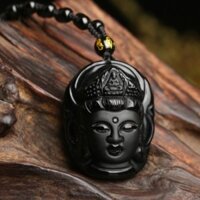 Mặt dây chuyền Obsidian Đầu Quan Âm Nam Phong Cách Nữ