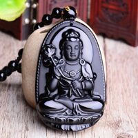 Mặt dây chuyền Obsidian Vòng cổ khắc đá mờ, Mặt dây chuyền thần hộ mệnh truyền thống, Đá may mắn, Quà tặng ngày lễ dành cho nam nữ