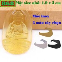 Mặt dây chuyền Phật A di đà pha lê vàng kèm vòng cổ móc inox - Phật bản mệnh