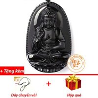Mặt Dây Chuyền Phật A Di Đà Thiên Thạch Đen