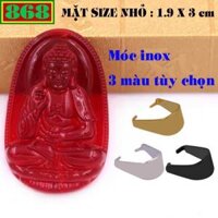 Mặt dây chuyền Phật A di đà pha lê đỏ kèm móc inox - Phật bản mệnh, mặt dây chuyền