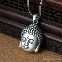 Mặt dây chuyền Phật Amitabha mạ bạc cao cấp, mặt dây chuyền đầu Phật, trang trí treo cá tính cho cả nam và nữ