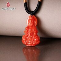 Mặt dây chuyền phật bà cẩm thạch huyết 37x21x5mm - Ngọc Qúy