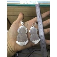 Mặt dây chuyền Phật bà quan âm màu trắng siêu đẹp, (kèm dây )nét mặt phúc hậu bọc bạc NGỌC MẬU